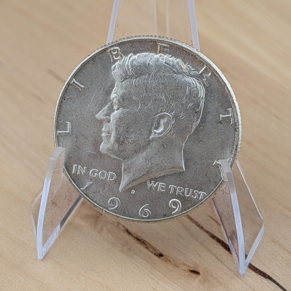 1969 D Kennedy Half Dollar 40% Silver US Mint Denver Coin John F Kennedy